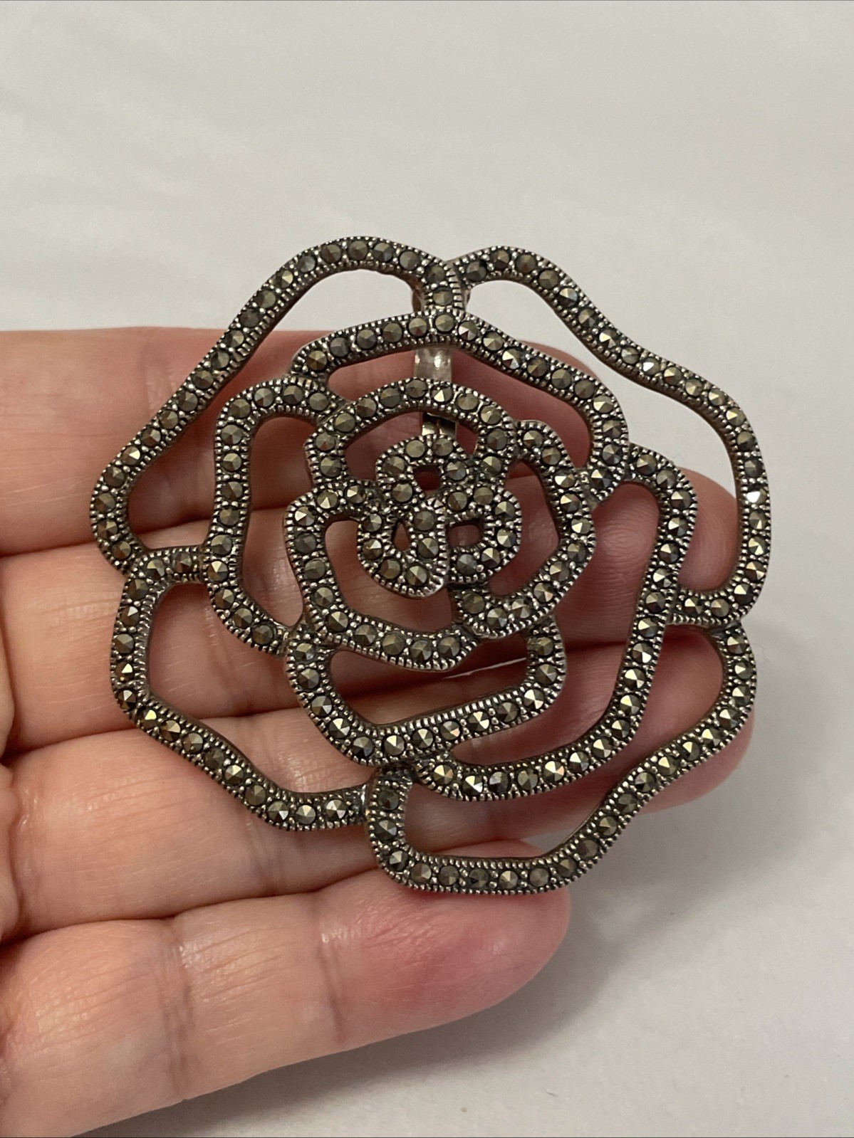 Sterling Silver Marcasite Flower Pendant