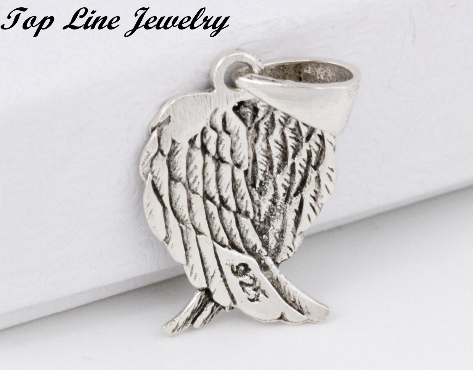 Women Men Solid 925 Sterling Silver 15mm Two Angel Wings Pendant Allergy Free