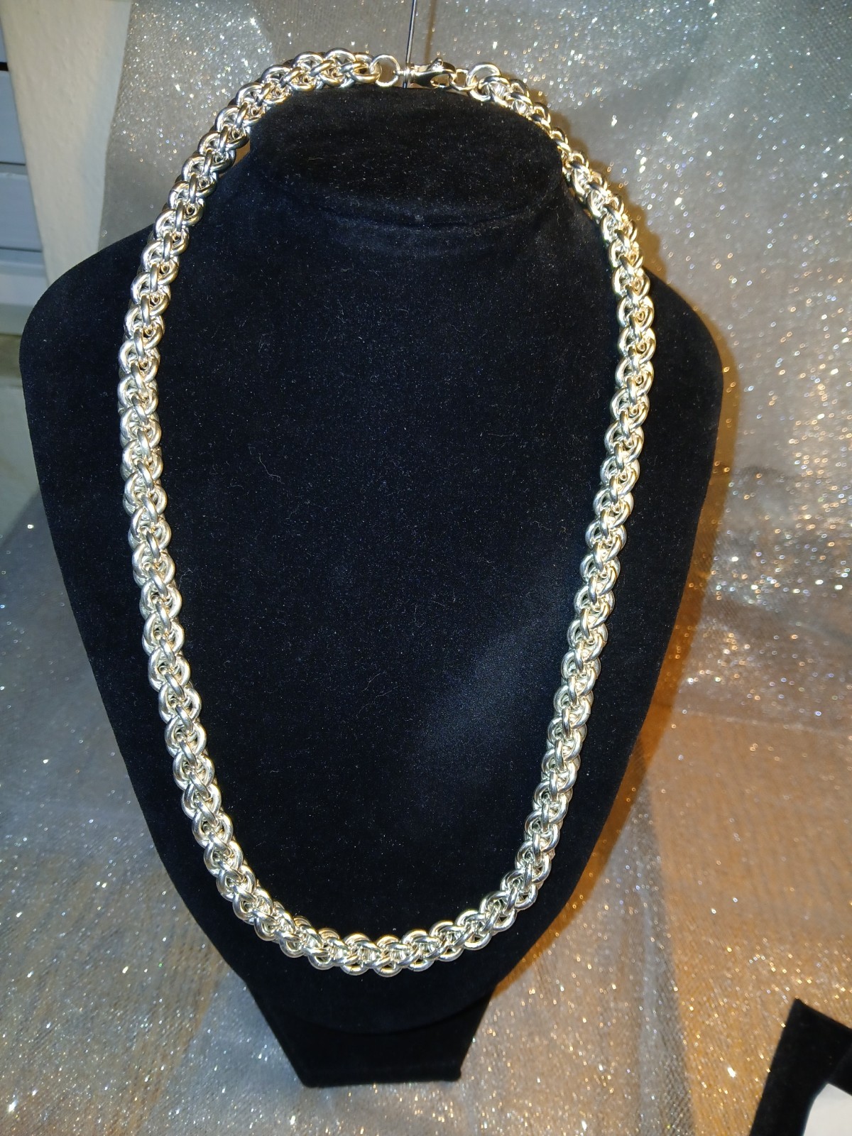 Sterling Silver 925 HEAVY 165 gram Double Rolo Weave Link Neck Chain 9mm 22”