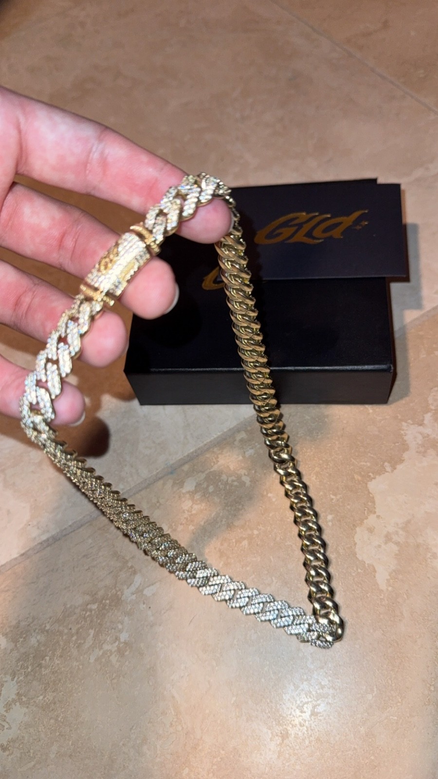 GLD 12mm Diamond Prong Chain Necklace