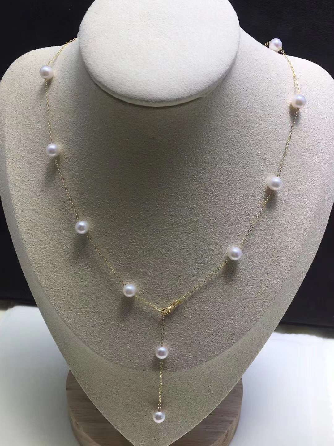 18″ Natural AAAA+ 5-6MM Akoya white round PEARL NECKLACE 14K gold wedding