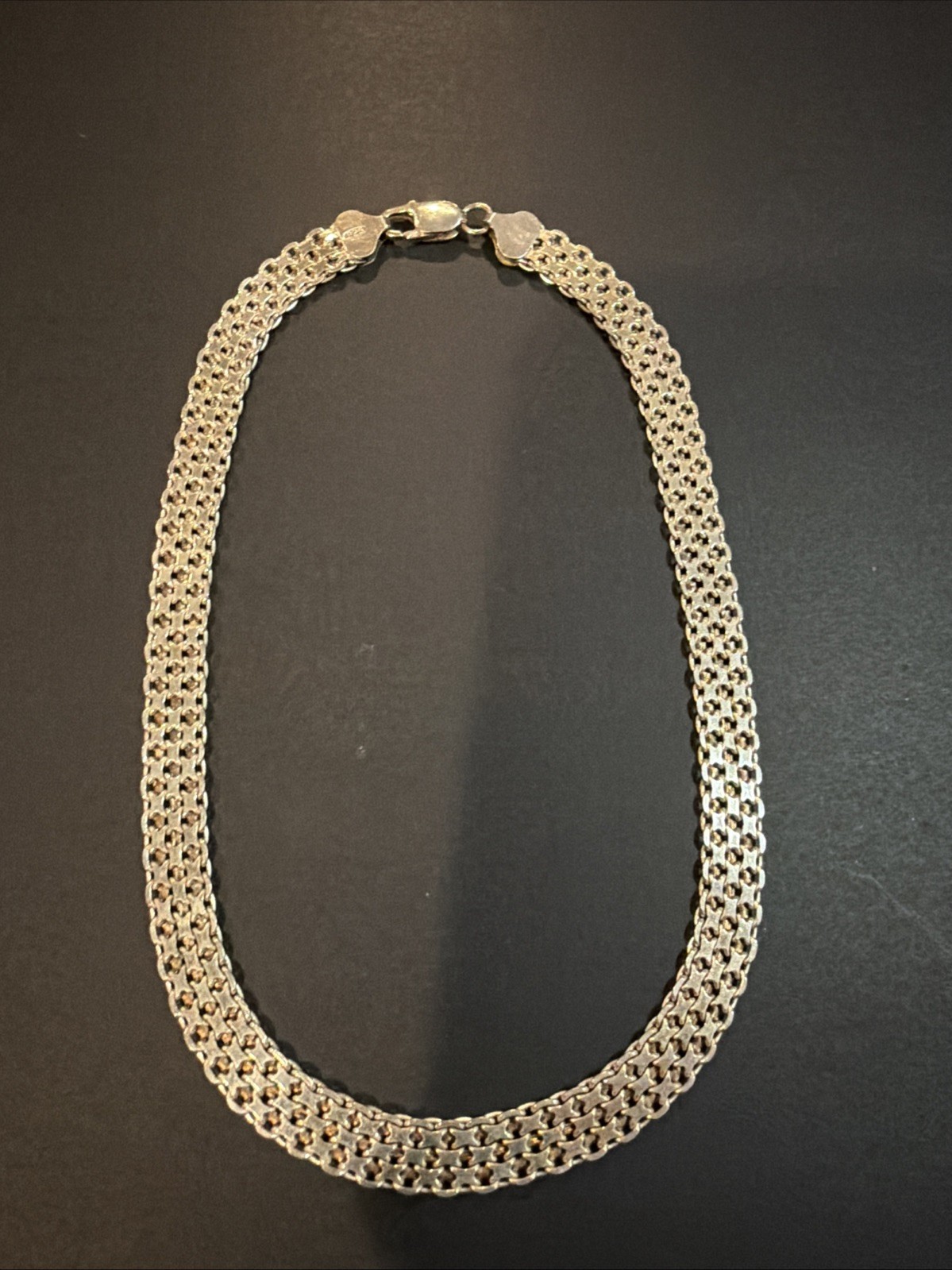 Vintage Milor 925 Italy Sterling Silver Bismark Link Chain Necklace
