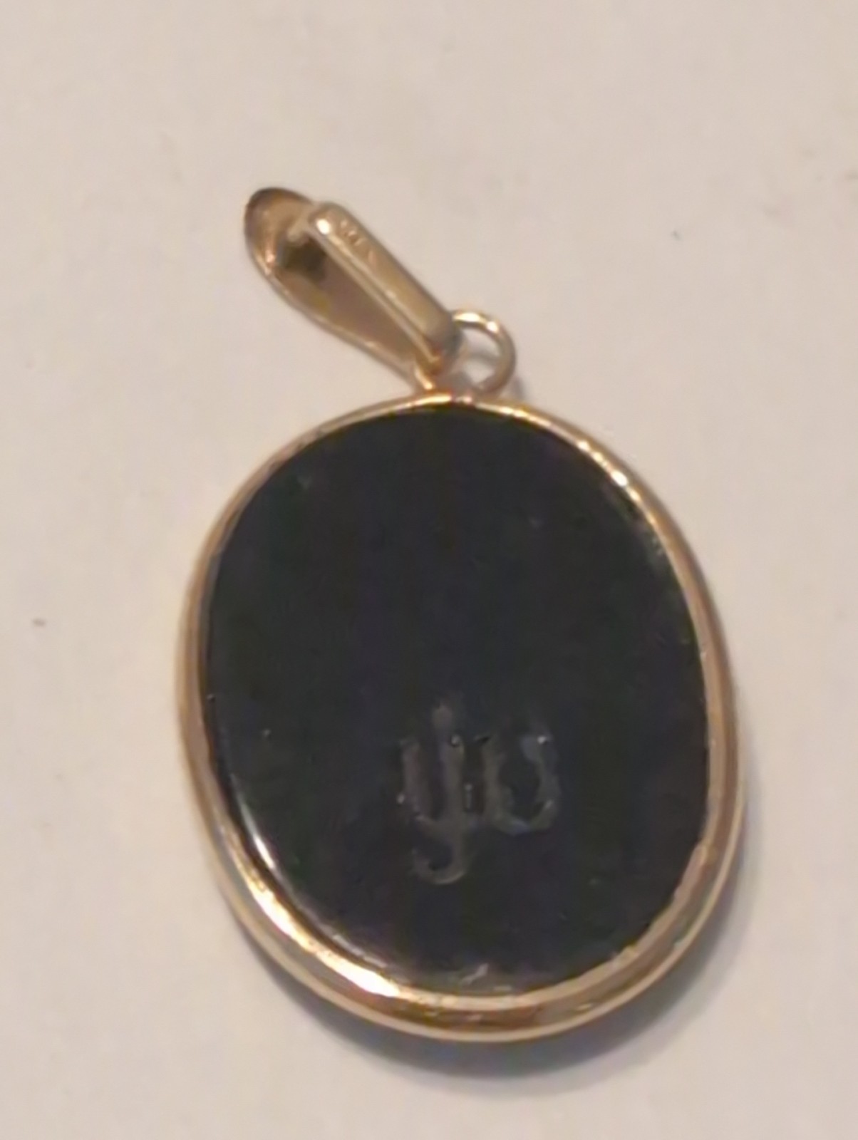 14K Gold Guardian Angel Blue Cameo Pendant