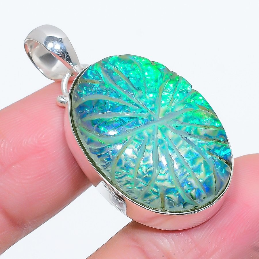 Triplet Opal Gemstone 925 SterilngSilver Jewelry Pendant Sz 1.5″ For Gift