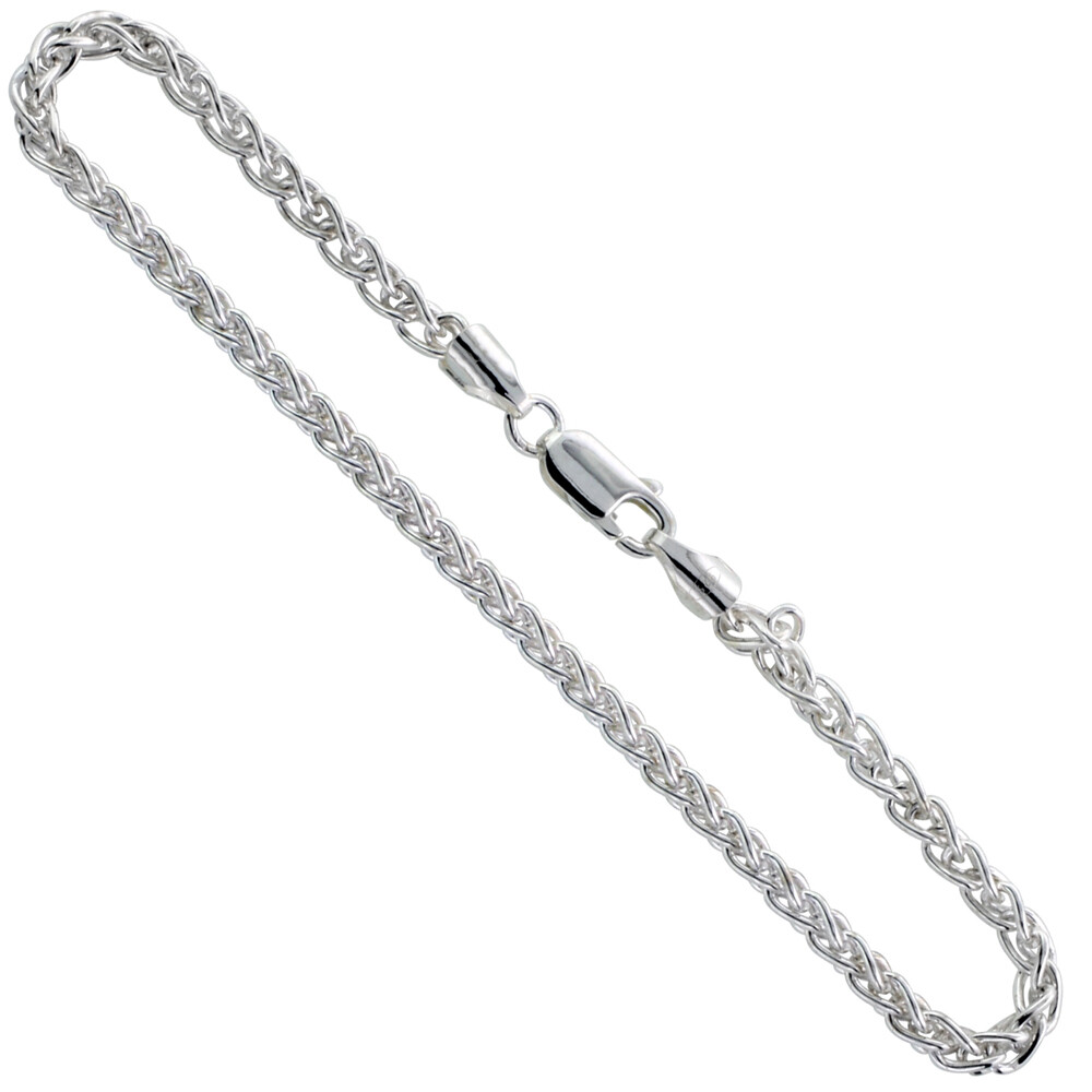 925 Sterling Silver Spiga Wheat Chain Necklace Bracelet Width 3mm Size 7″~30″
