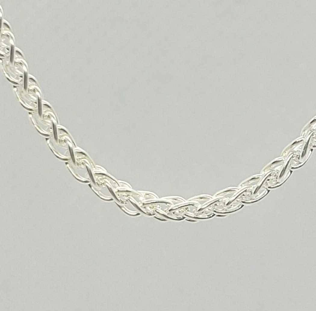 925 Sterling Silver Spiga Wheat Chain Necklace Bracelet 2.5mm Length 7″ to 30″