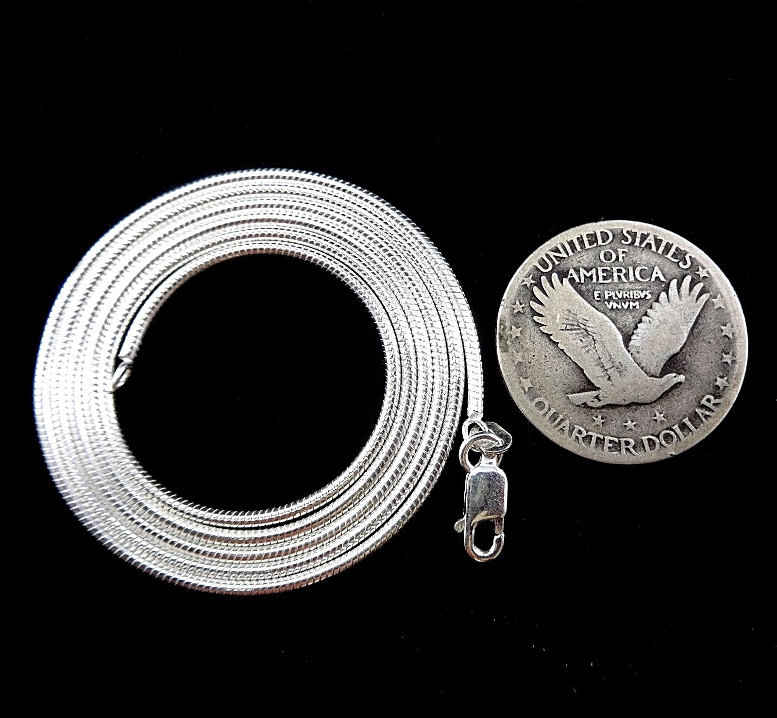1.5MM Solid 925 Sterling Silver Italian ROUND SNAKE Chain Necklace Made In Italy