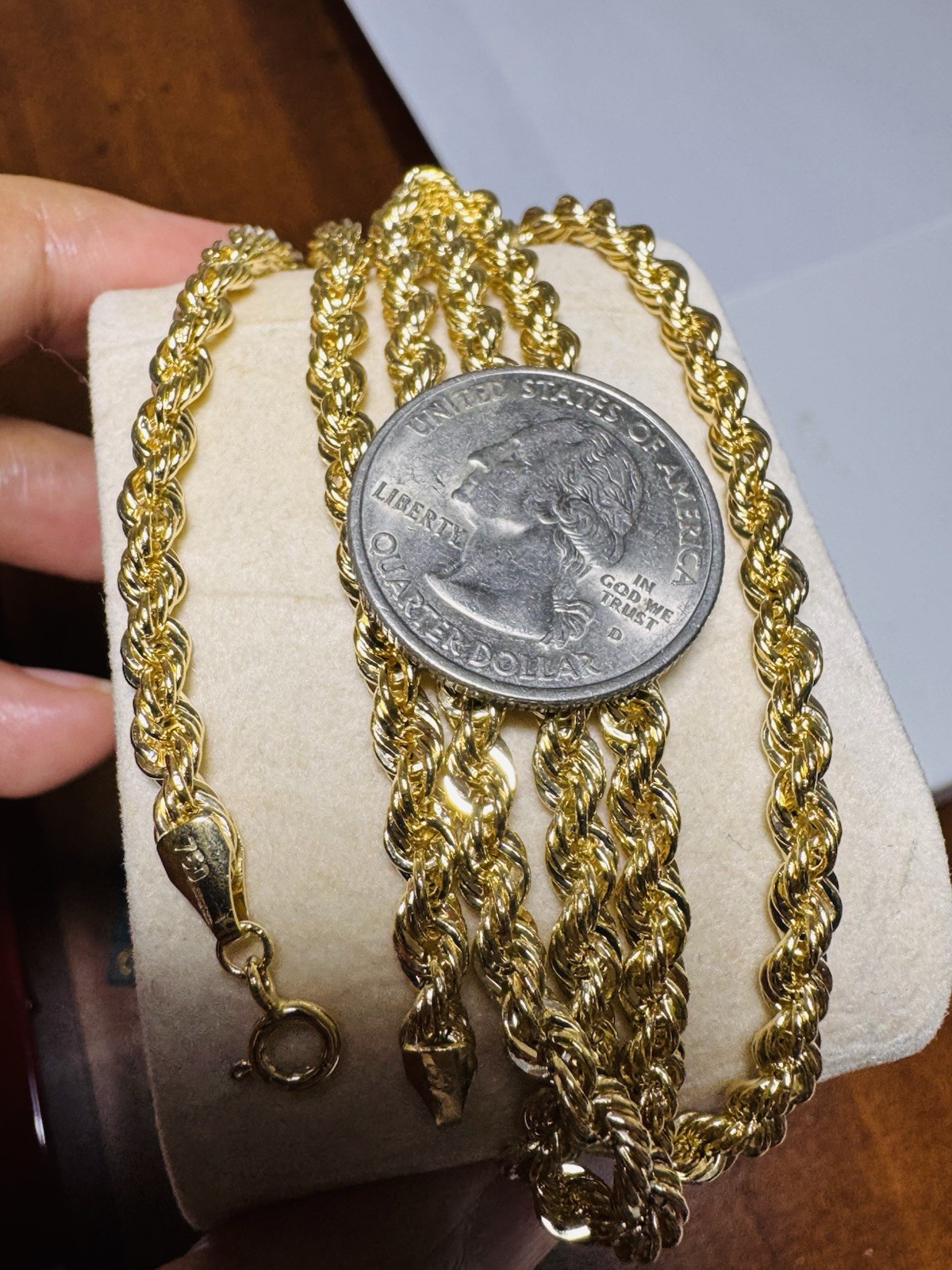 18K 750 Dubai Fine Genuine Gold Rope Chain Necklace 23.5” /24 Long 9.43g 4mm
