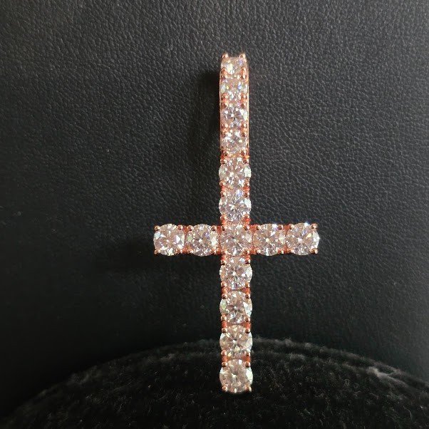 Moissanite Tennis Cross Rose Gold over Sterling Silver 925