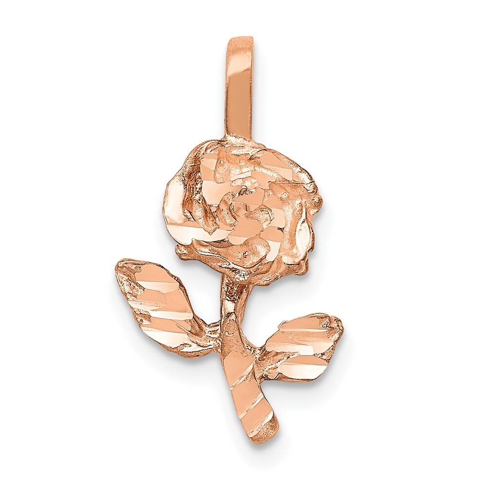 14k Rose-Gold Rose Charm Pendant for Women 1.11g, L-21.5 mm, W-11.5mm
