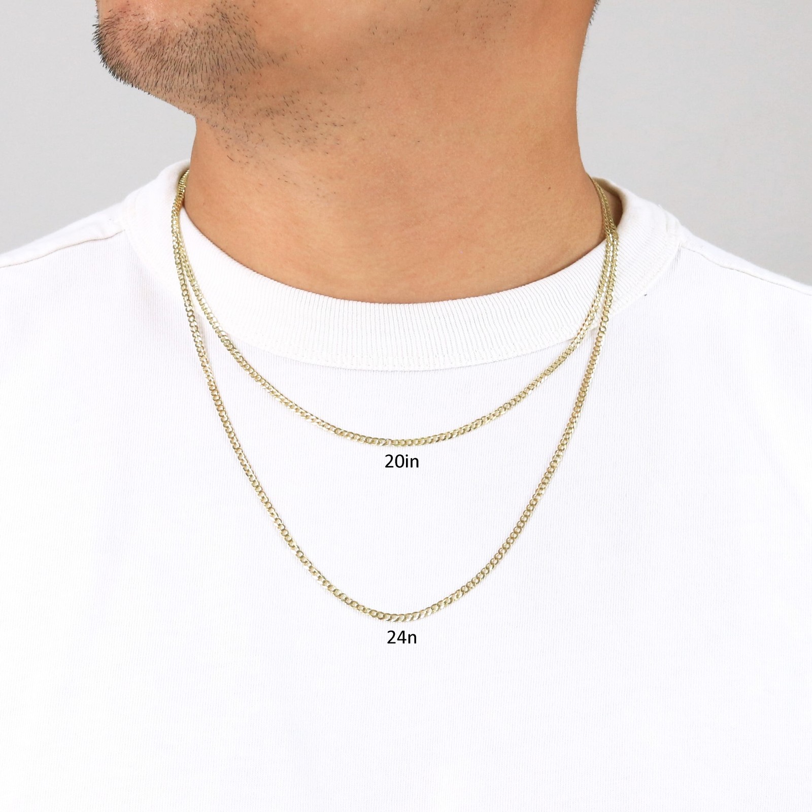 14K Yellow Gold 2.5mm Solid Curb Cuban Chain Link Mens Womens Necklace 22″