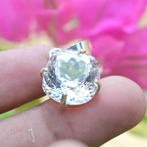 Natural Cushion Cut 26.85 Ct White Sapphire 925 Solid Silver Pendant Gemstone