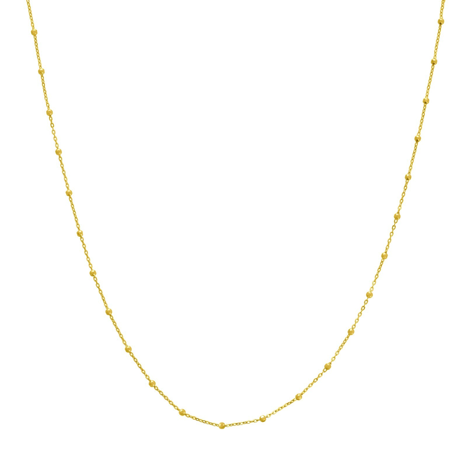 1.7mm Bead Cable Saturn Chain Necklace Real 14K Yellow Gold