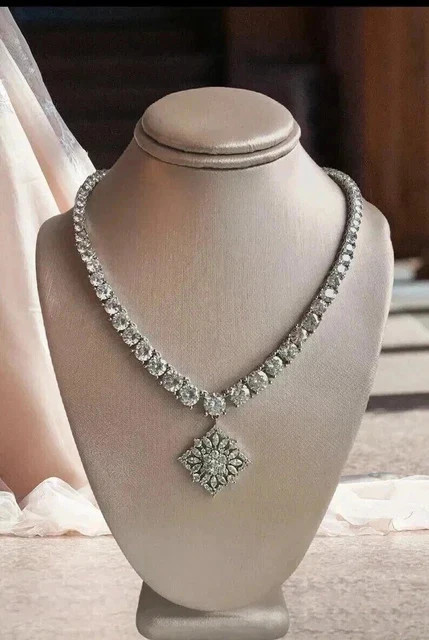 20CT Round Cut Lab Created Diamond Women’s Tennis Necklace 14k White Gold Finish