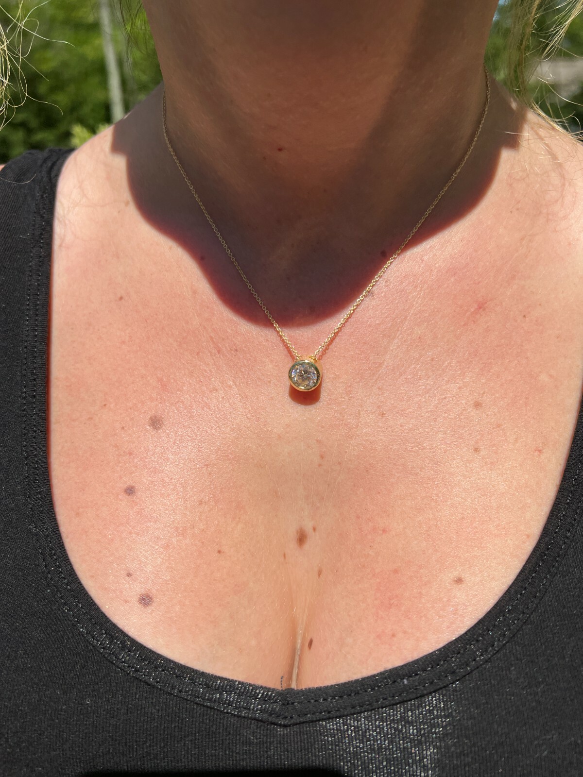 14k Gold Plated Moissanite Solitaire Pendant Necklace GRA Passes Diamond Tester