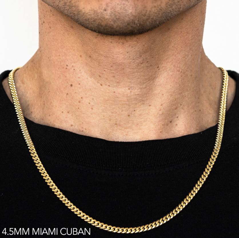 10k Yellow Gold 3mm-9.5mm Miami Cuban Chain Necklace Bracelet Size 7″-30″ Hollow