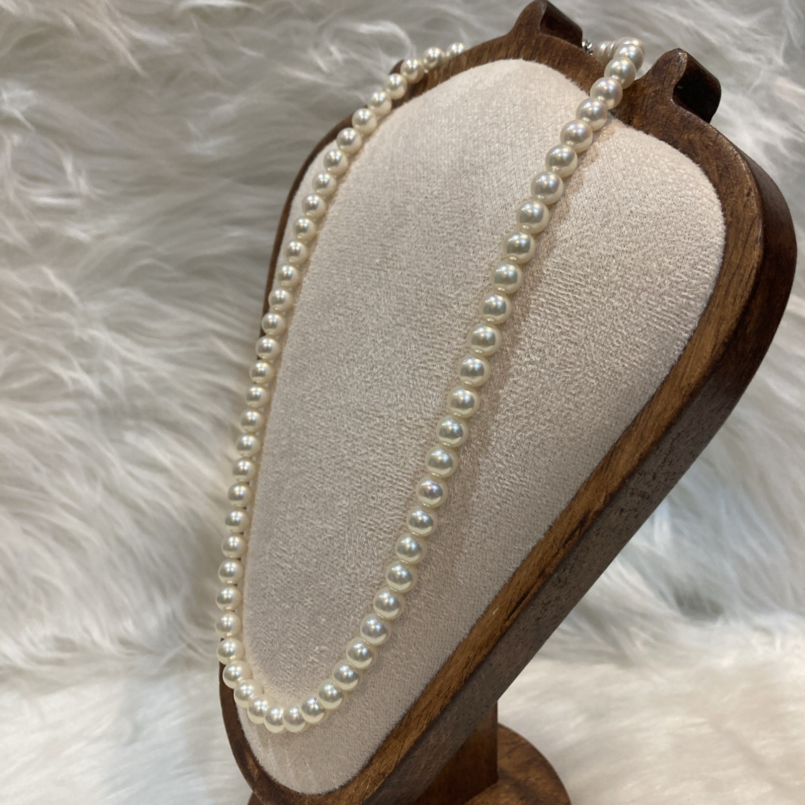 Akoya Pearl Necklace 6-6.5mm 42cm 24g Silver Clasp Excellent Japan