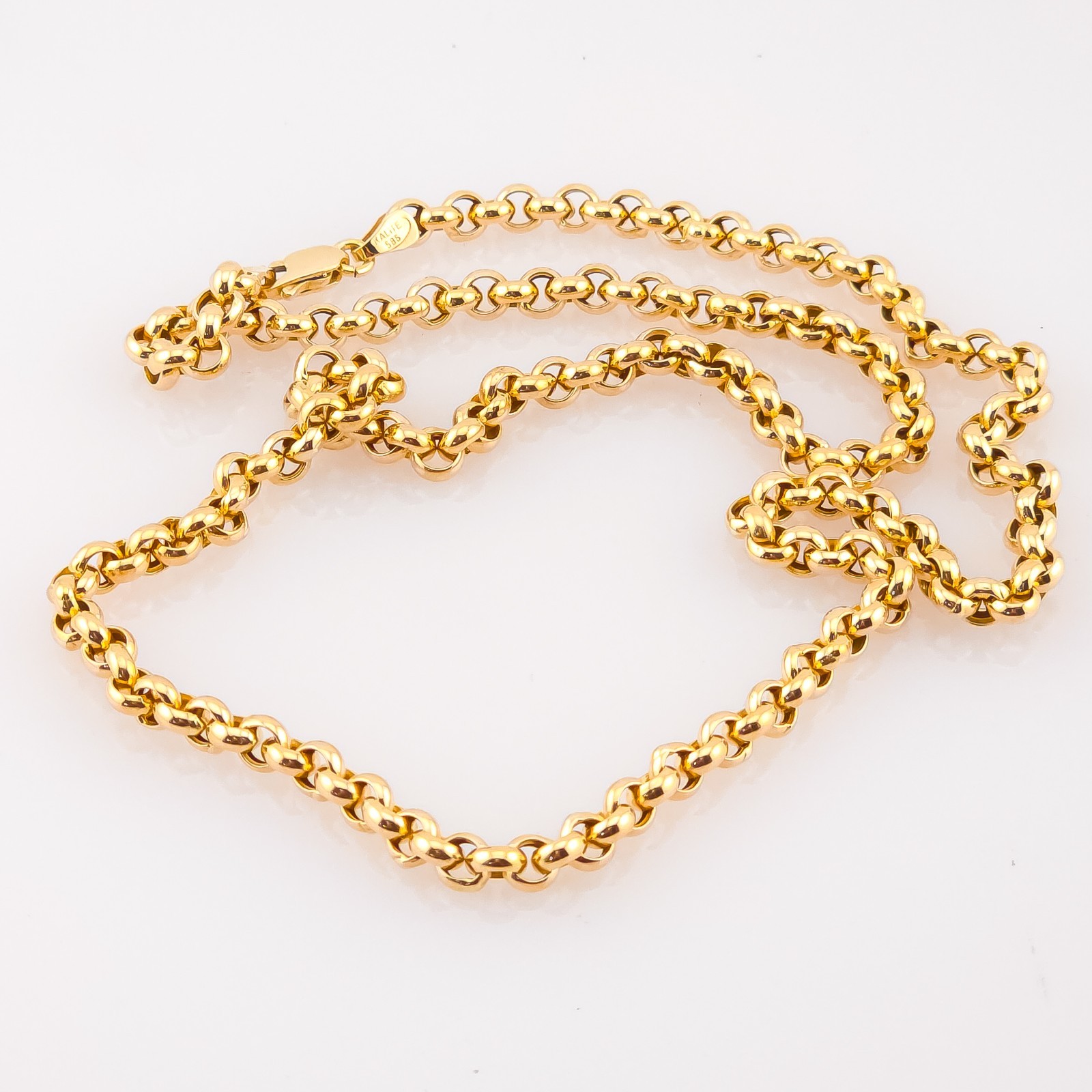 Chain/Necklace/Necklace – Round Anchor Chain – Approx 52.0cm – 14K/585 Yellow Gold