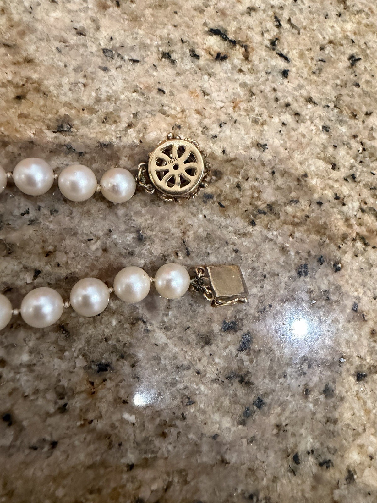 Saltwater Pearls Strand With 14 Karat Gold Amethyst Clasp Vintage Jewelry Nice