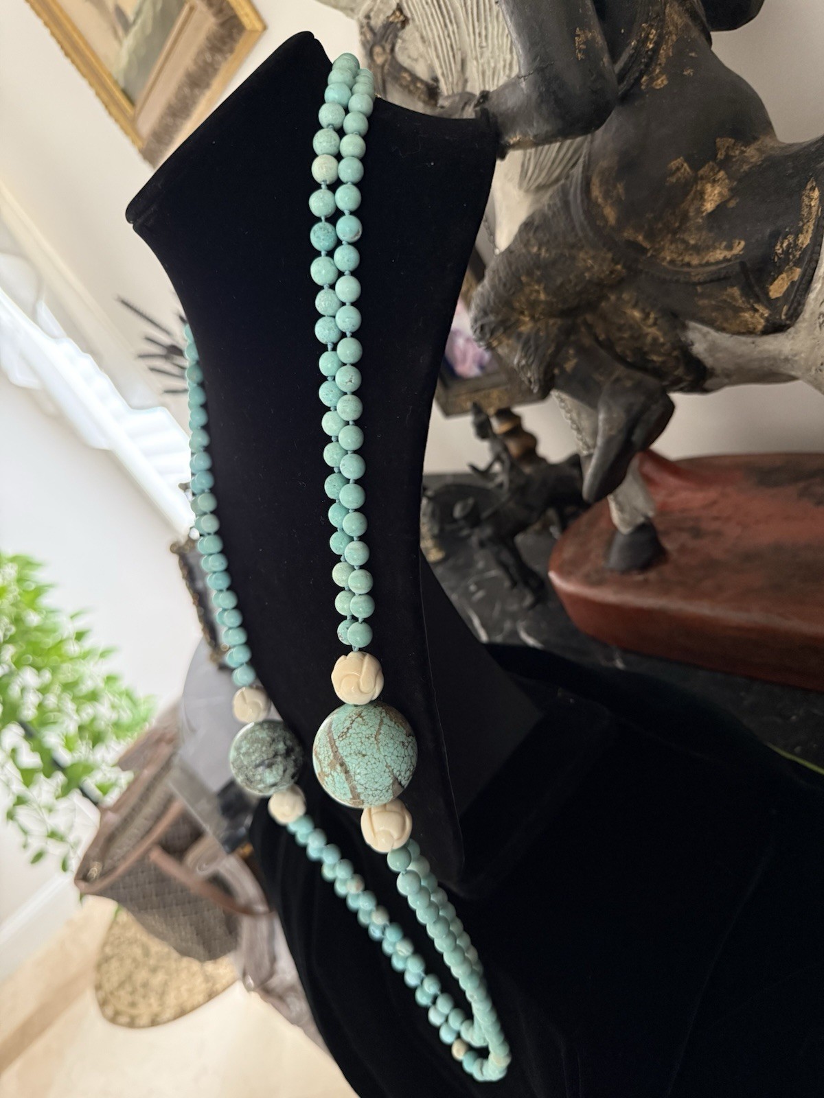 ***GORGEOUS TURQUOISE NECKLACE W/18k SMALL CHARM***