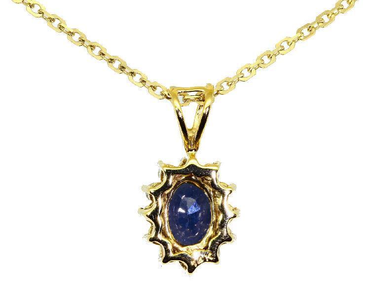 1.14ct Sapphire & Diamond Necklace in 18K & 14K Yellow Gold
