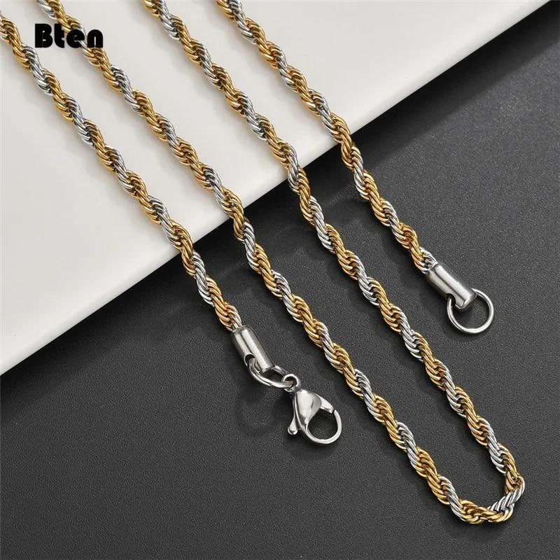 Solid Sterling Gold Silver Italian Rope Chain Men’s Necklace 2-5mm – Diamond Cut