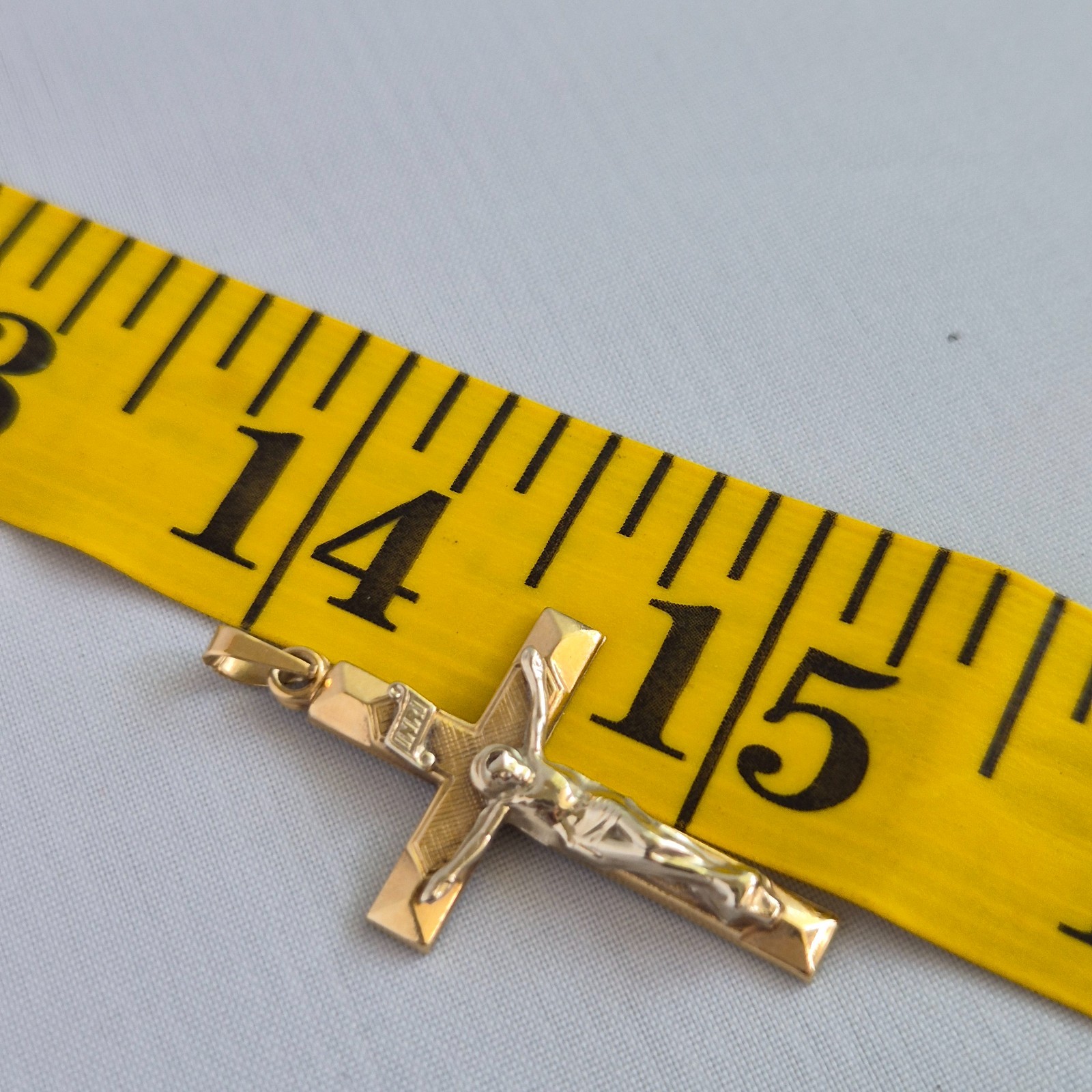14k yellow and 14k white gold Crucifix Jesus Pendant