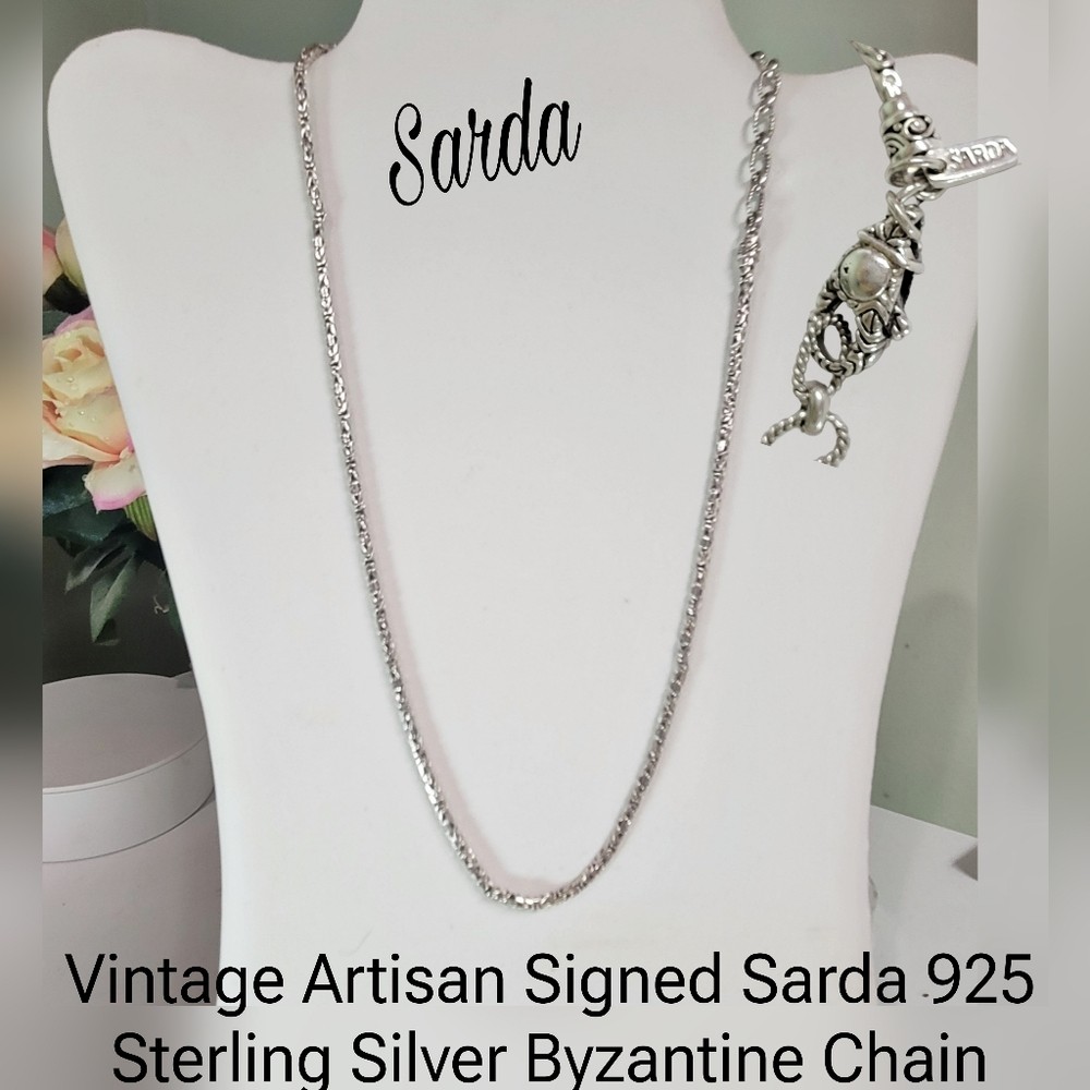 VINTAGE SARDA STERLING SILVER 20.5″+ NECKLACE 925 23.5g Large Sarda 3″ Pendant