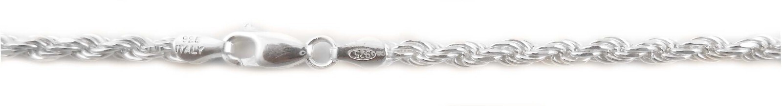 24″ inch Diamond Cut Rope Italian .925 Sterling Silver Chain