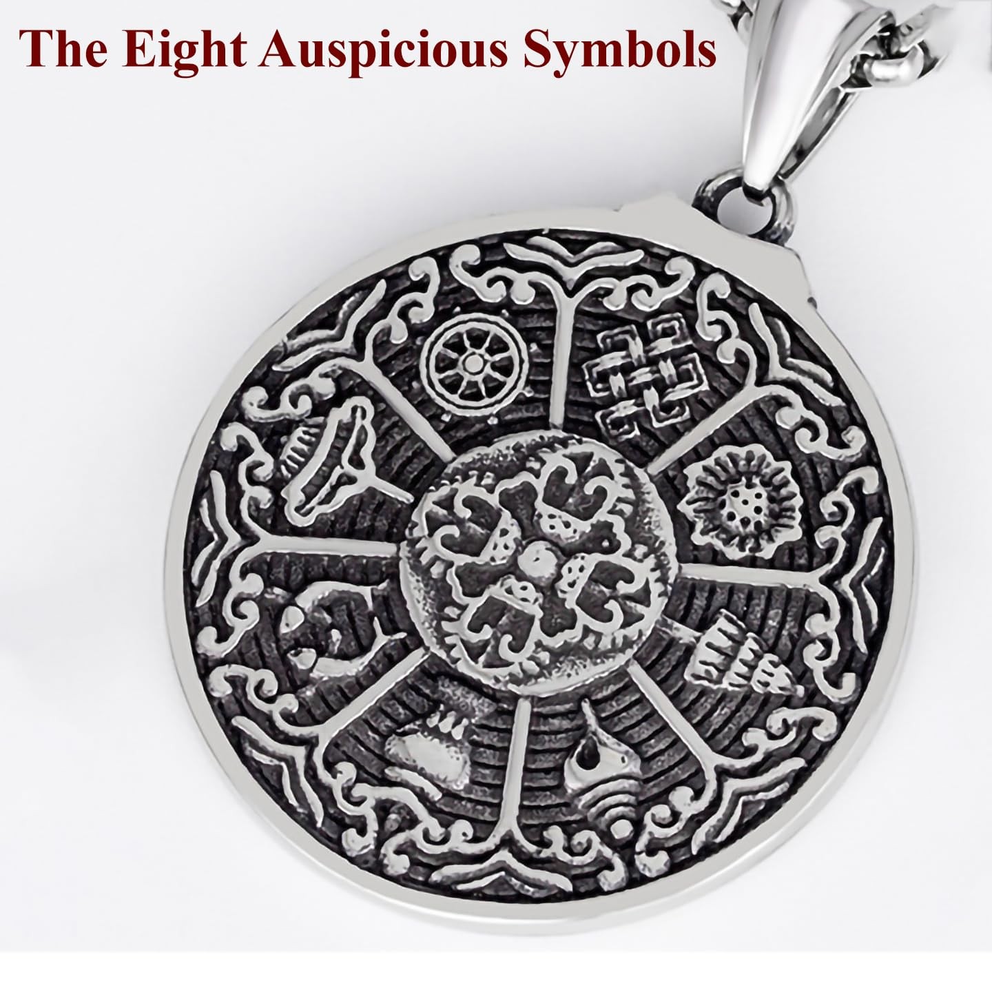 Tibetan Buddhist Necklace for Women, Om Tantra Stainless Steel Pendant Talisman