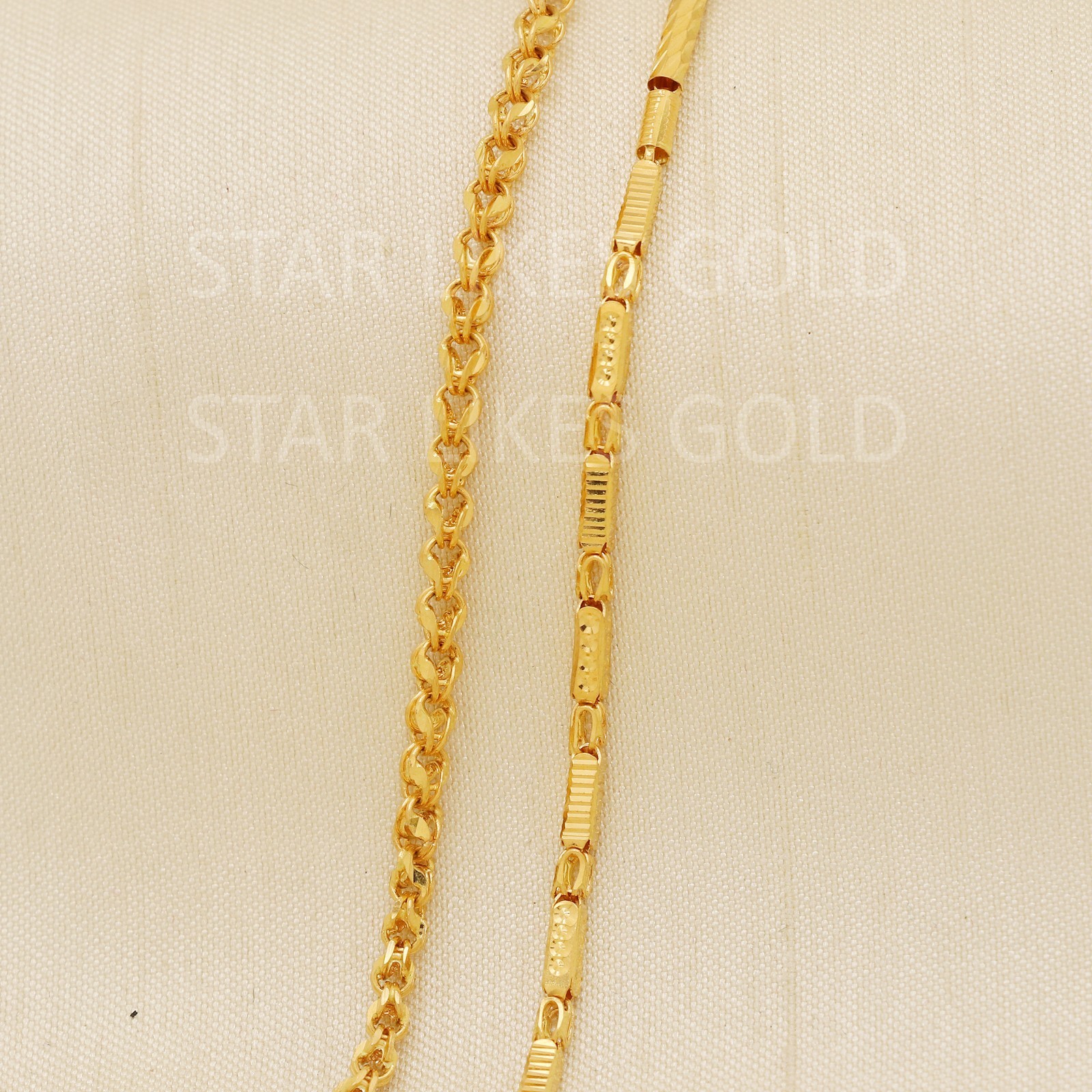 22K Yellow Gold Hybrid Link Chain 21.5″ 10.64g 2mm Textured Capsule Necklace 916