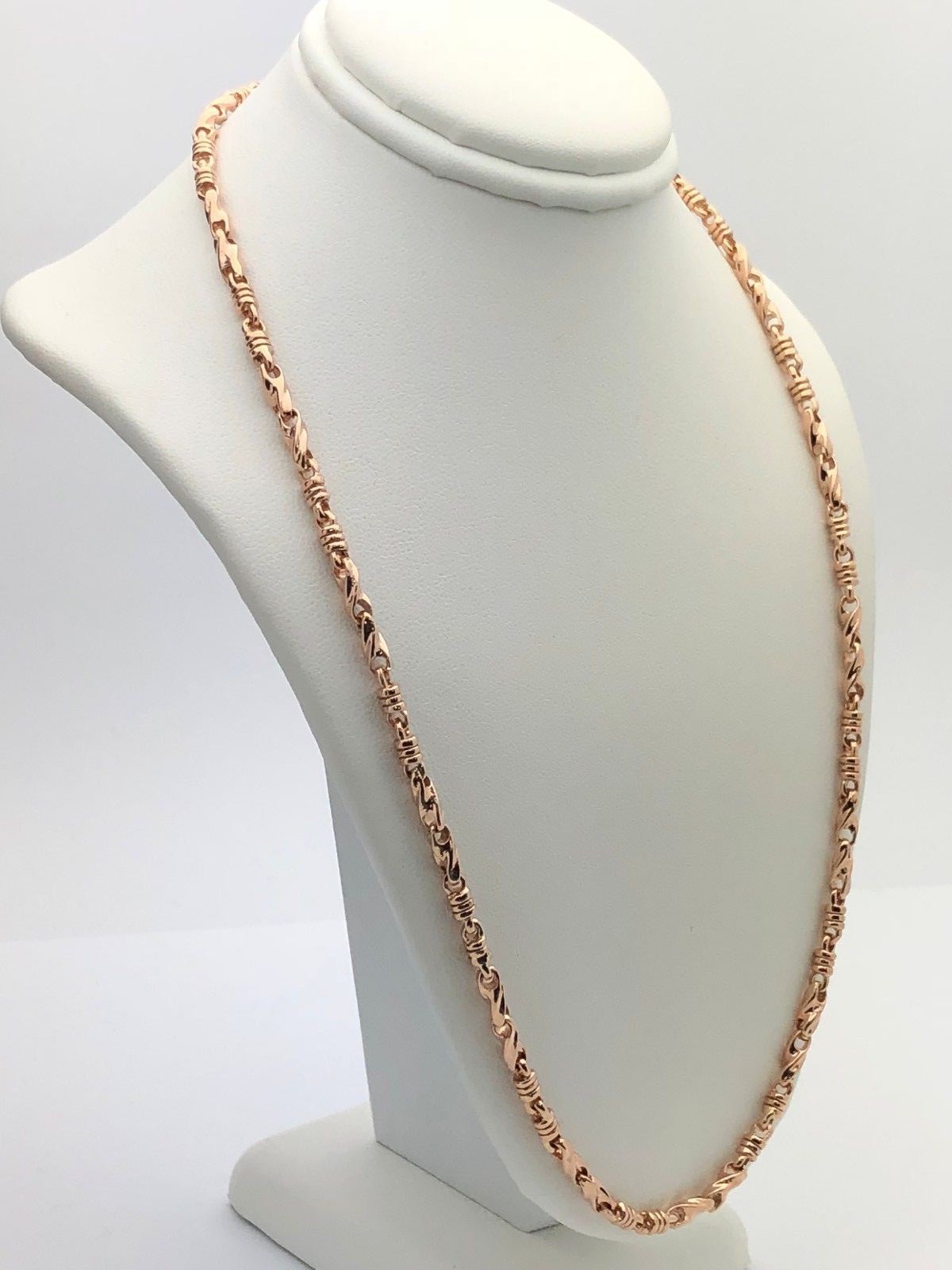 14k Rose Gold Handmade Fashion Link Necklace 20″ 3.5mm 32 grams