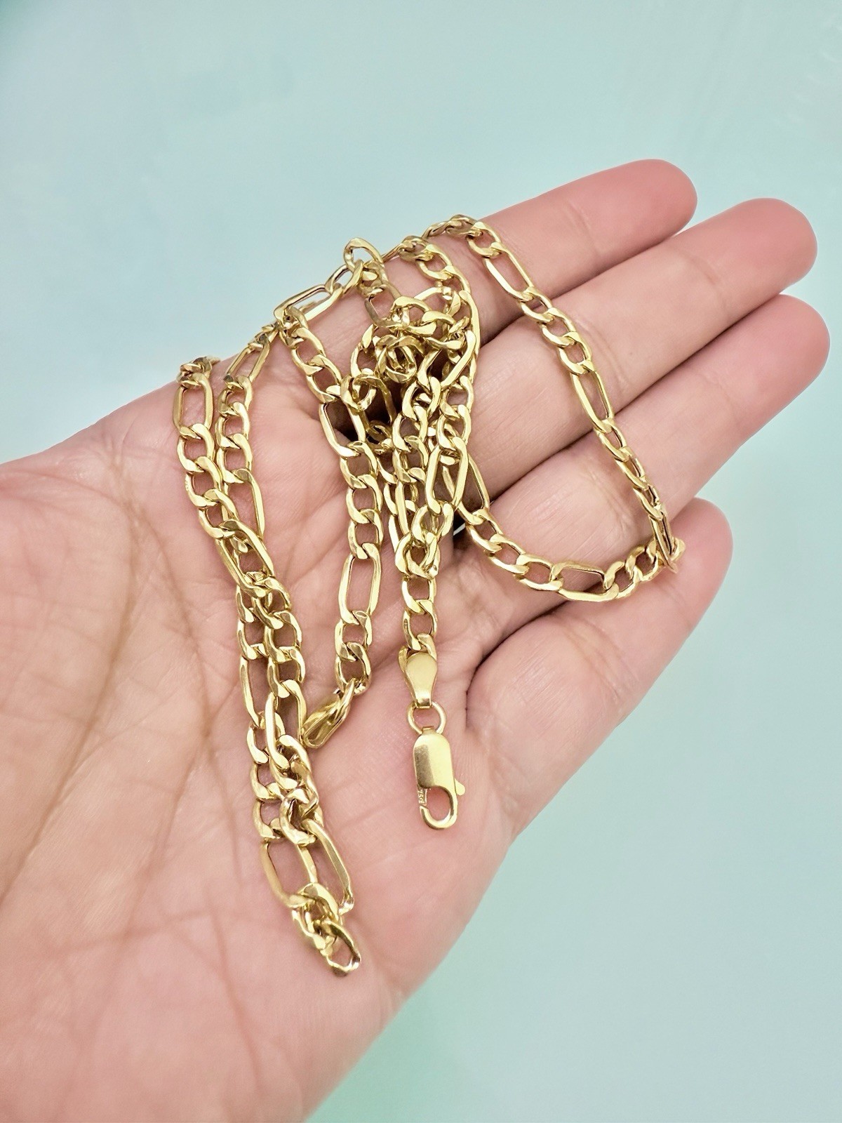 Pure 18K 750 Men Genuine Gold Chain Cuban Figaro Necklace 23.5” long 5mm 6.83g