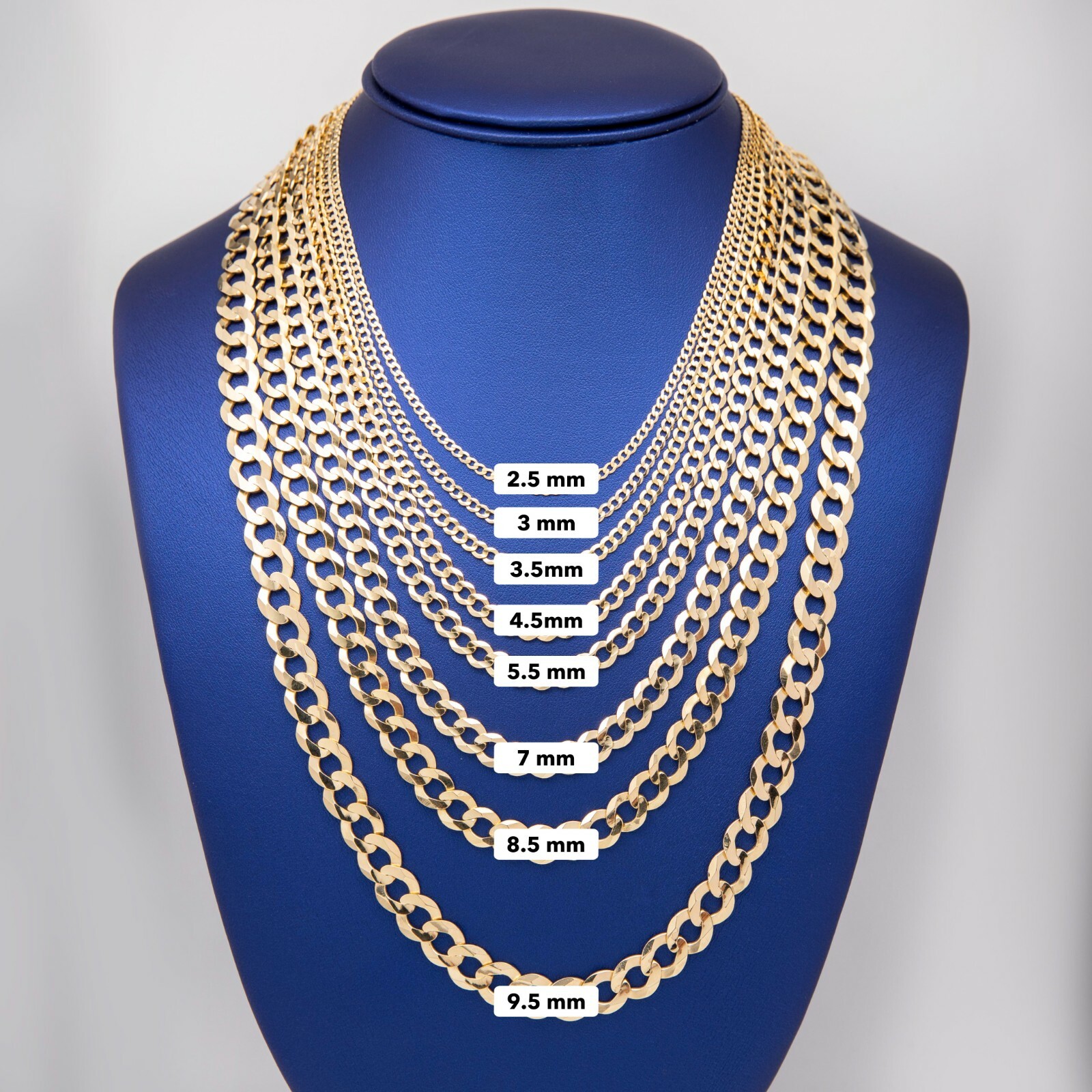 Solid 10K Yellow Gold Miami Curb Link Chain Necklace Real 10K All Sizes