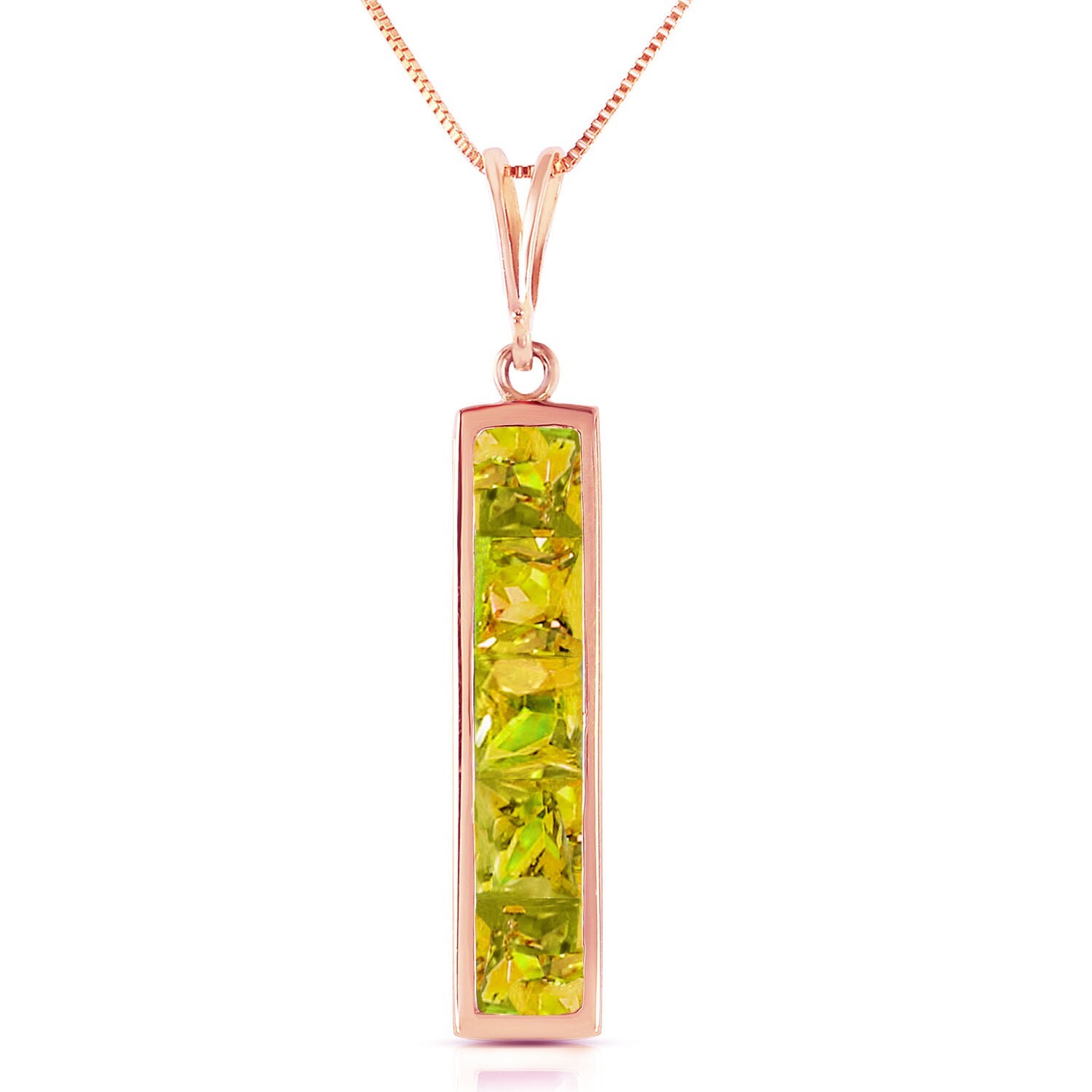 14K. SOLID GOLD NECKLACE WITH NATURAL PERIDOTS (Rose Gold)