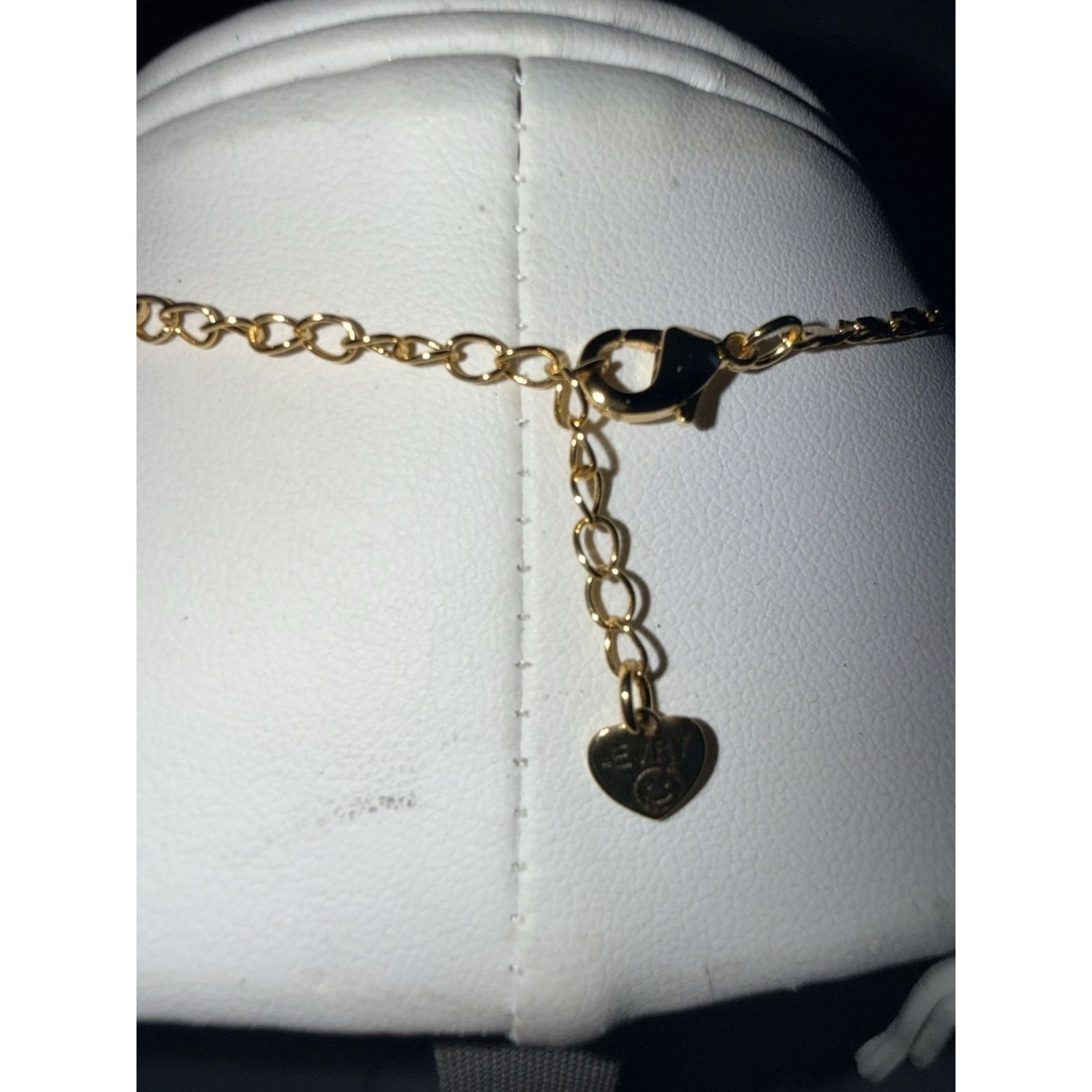 EVRY Jewels Dainty Necklace Gold Tone Adjustable Stackable Teddy Bear Red Heart