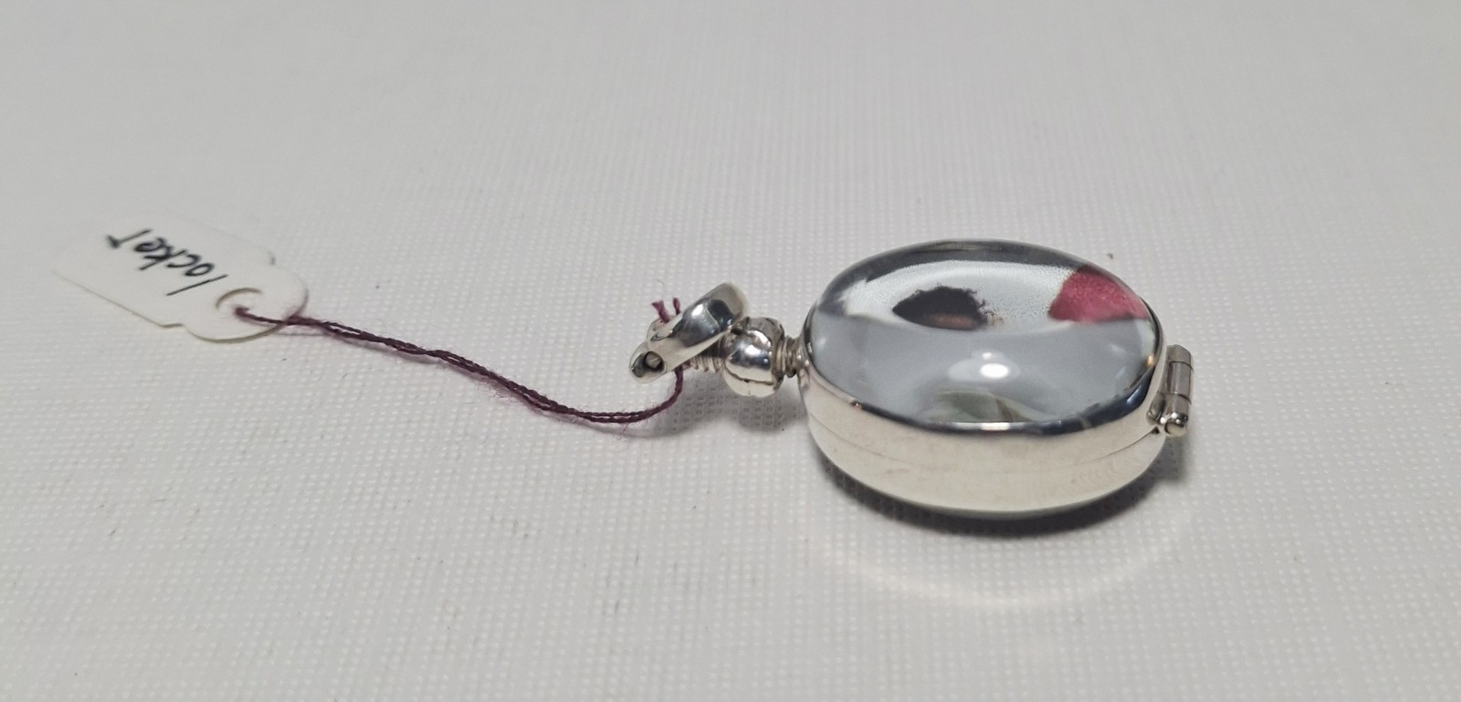 Clear Photo Locket Pendant Oval Clear Sterling Silver Holds 2 Photos