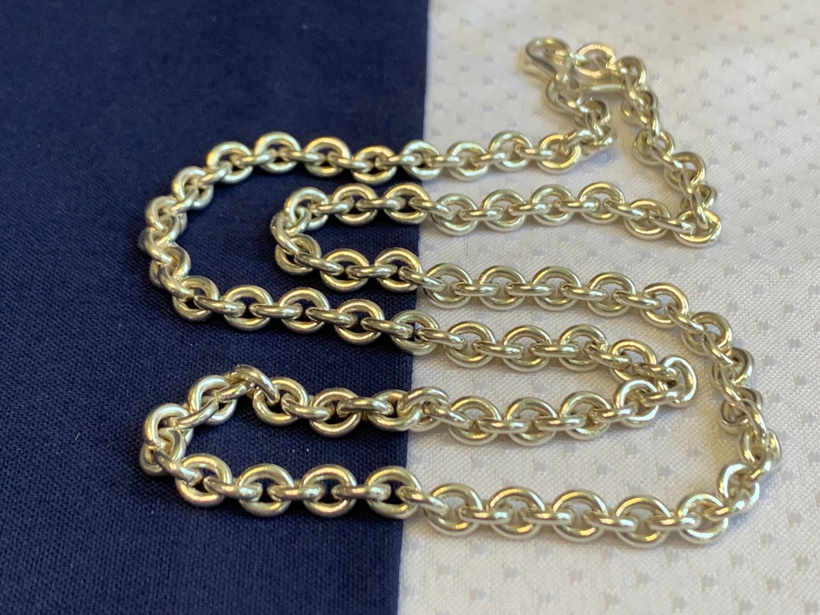 .999 Fine Silver Necklace 28.89g Fine Jewelry 18″ Cable Chain Spring Ring USA