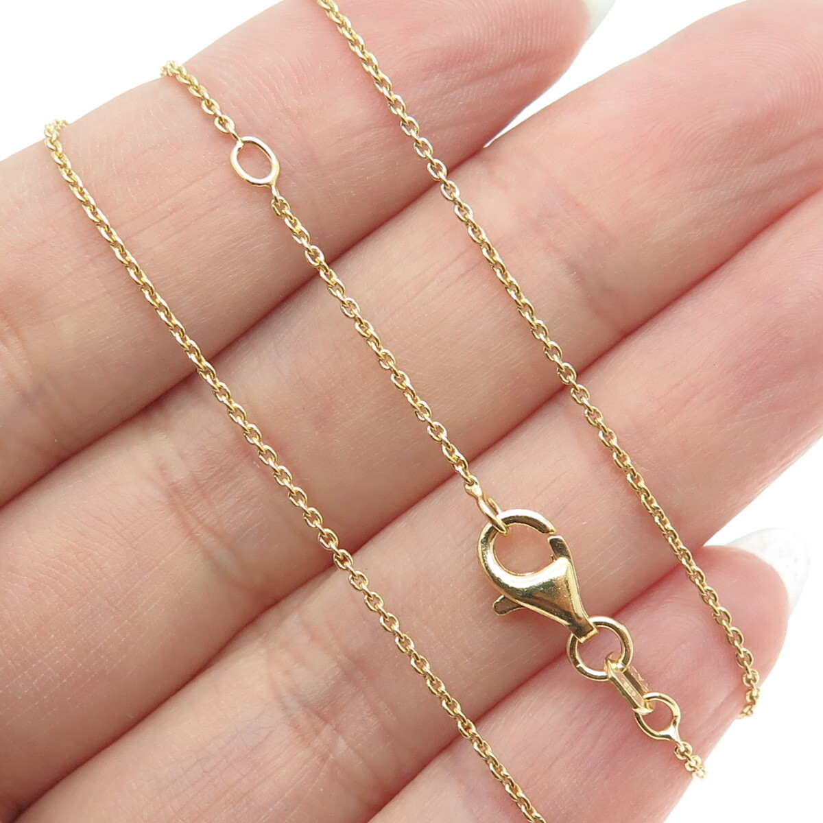 925 Sterling Silver Gold Plated Italy Cable Chain Necklace 14-15″