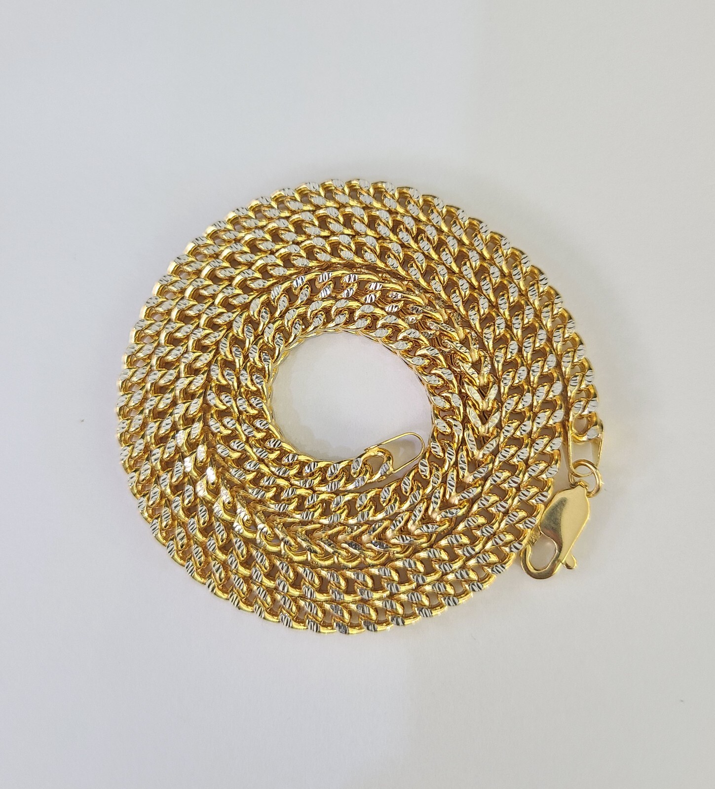 14K Franco Chain Necklace 18″ 20″ 22″ 4mm Yellow Gold Diamond Cut Real