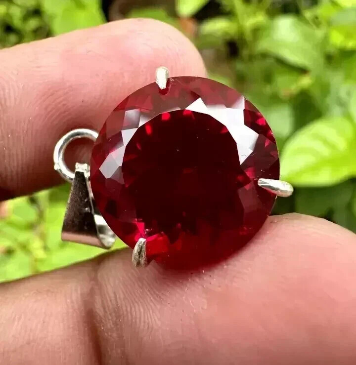 Natural 25.12 Ct Round Cut Red Ruby Pendant AGL Certified Loose Gemstone