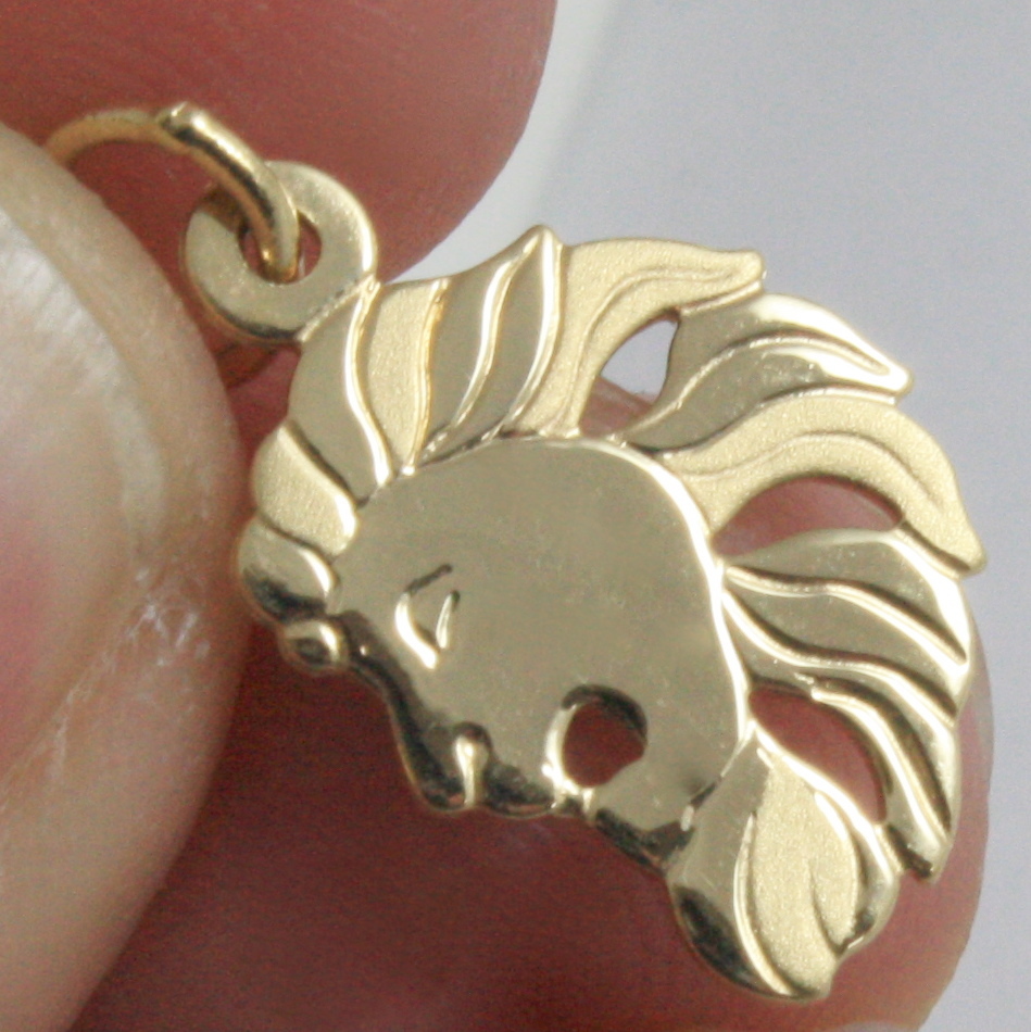 SOLID 18K YELLOW GOLD ZODIAC SIGN PENDANT, ZODIACAL CHARM, SATIN, MADE IN ITALY