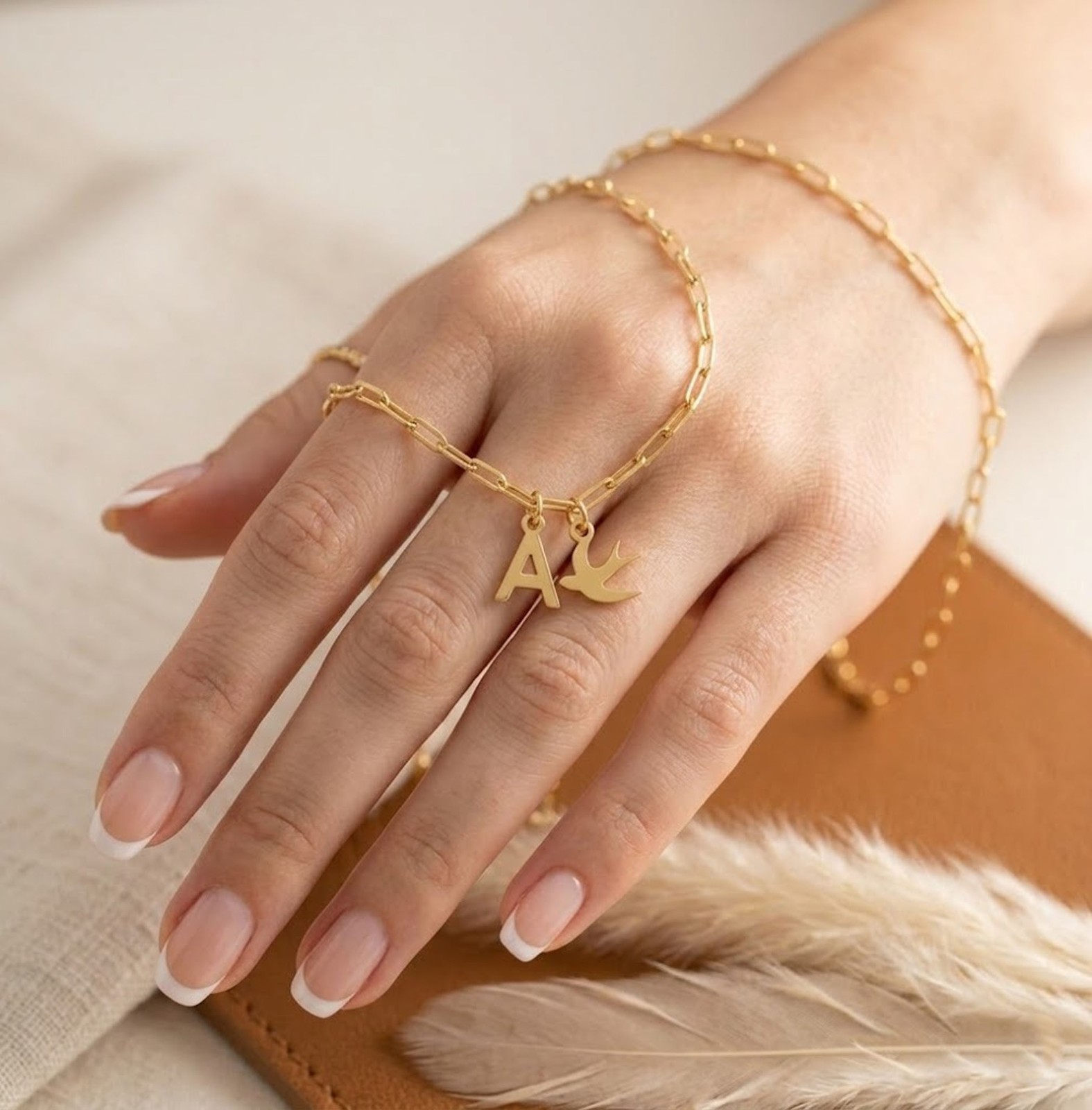 A Initial Bird Charm Gold Tone Pendant Necklace | 925 Sterling Silver Jewelry