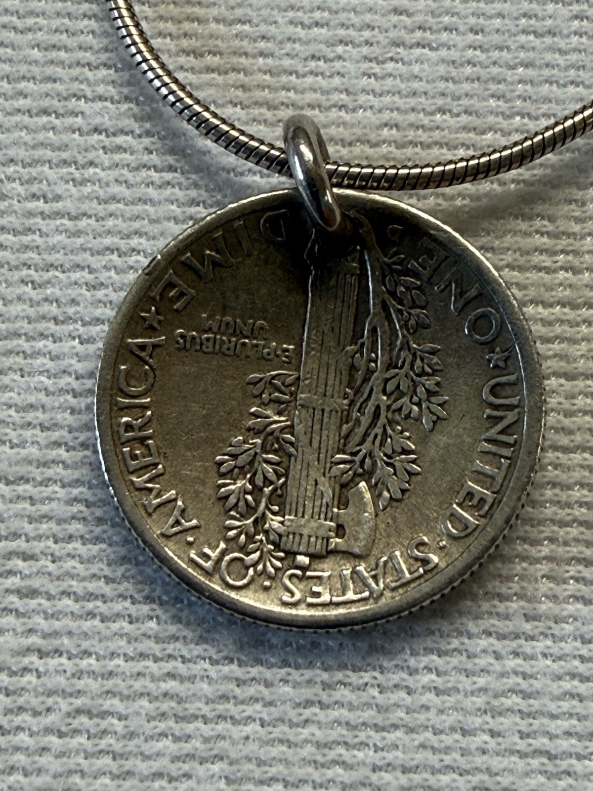1942 Sterling Silver Coin Pendant On 18” Snake Chain 925 Sterling Silver