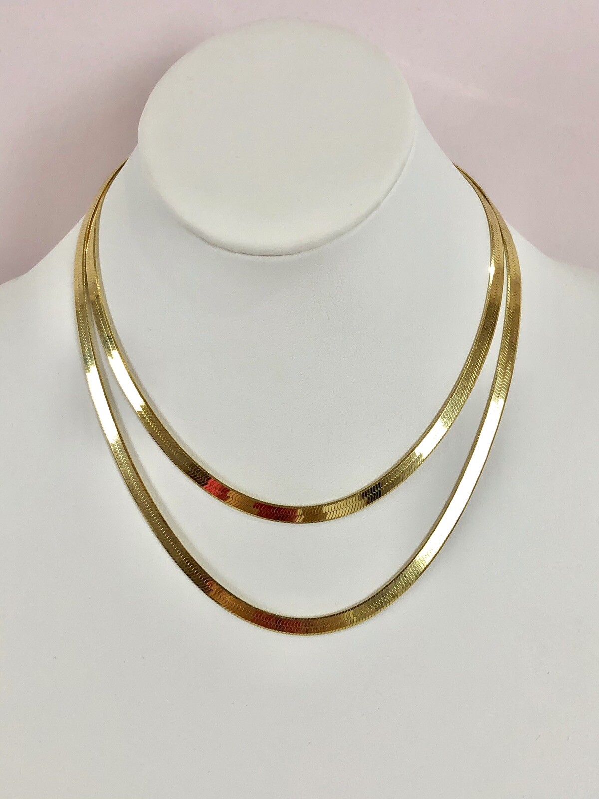 Herringbone Necklace 14k Italian Gold Plated Sterling Silver | 5MM | 16”inches