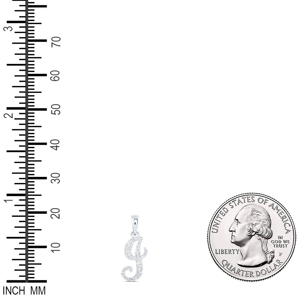 0.14 Ctw Natural Diamond Cursive Initial Letter I Pendant 10k White Gold