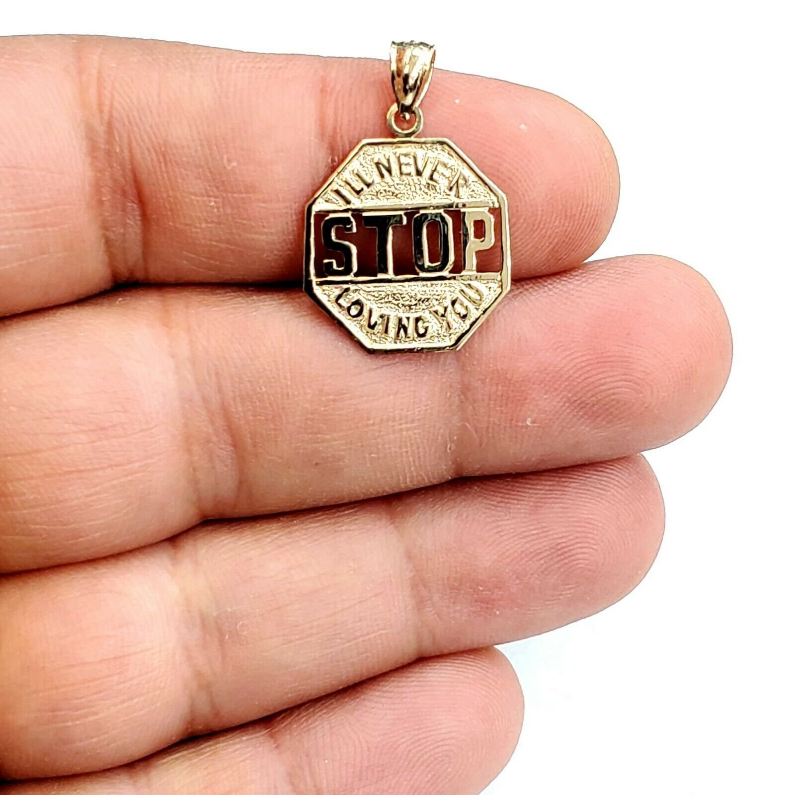 14k yellow Gold I’ll never stop loving you Pendant charm gift fine jewelry 1.6g