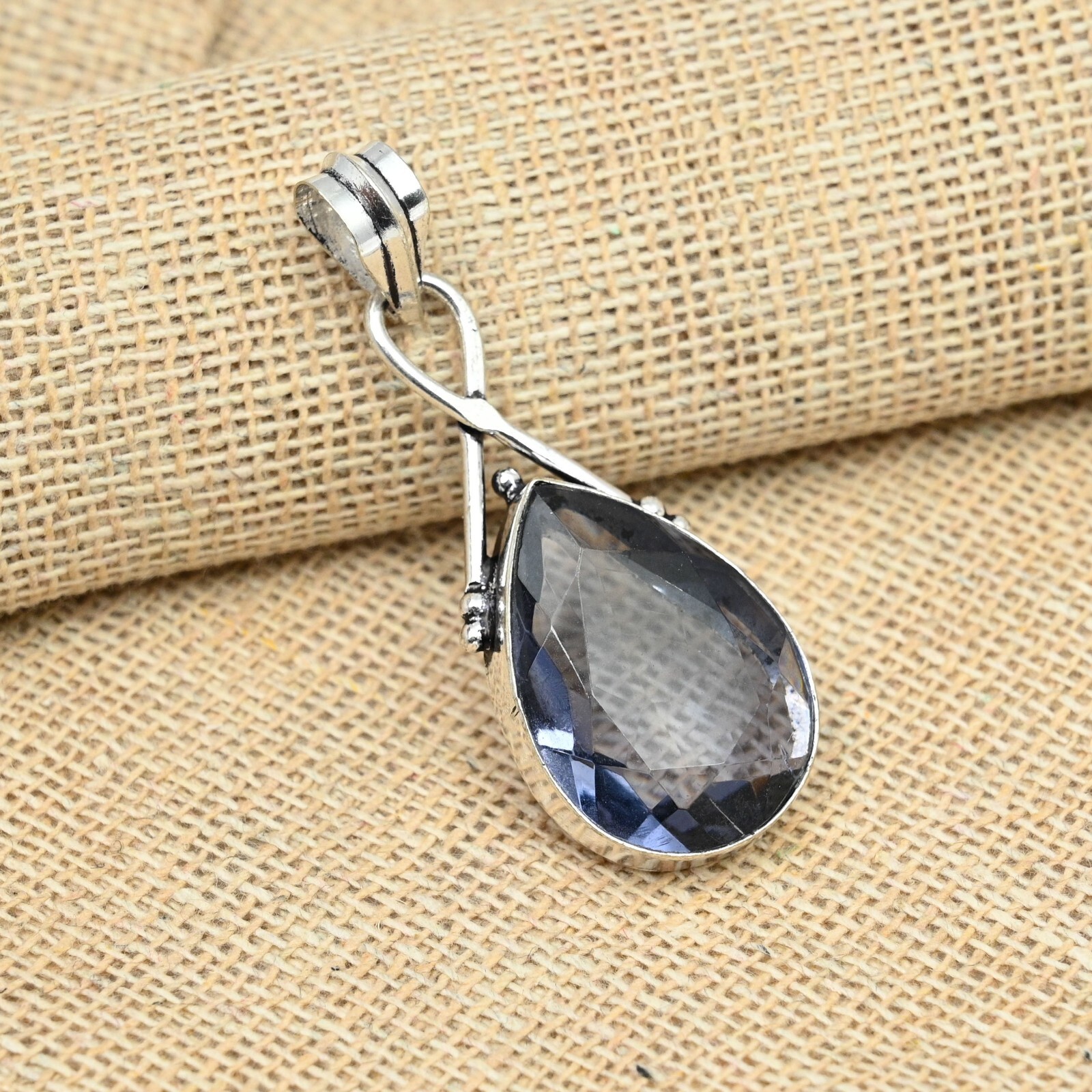 Gorgeous Iolite Gemstone Handmade 925 Sterling Silver Jewelry Pendant