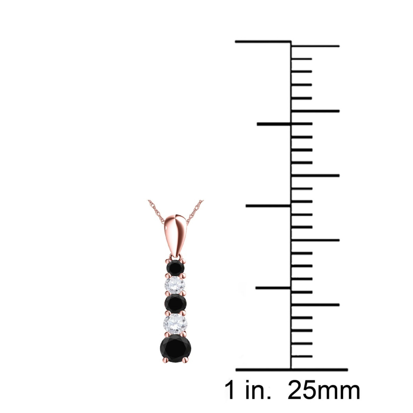 0.75 Carat Natural Black & White Diamond Pendant Necklace for Women in 10K Gold