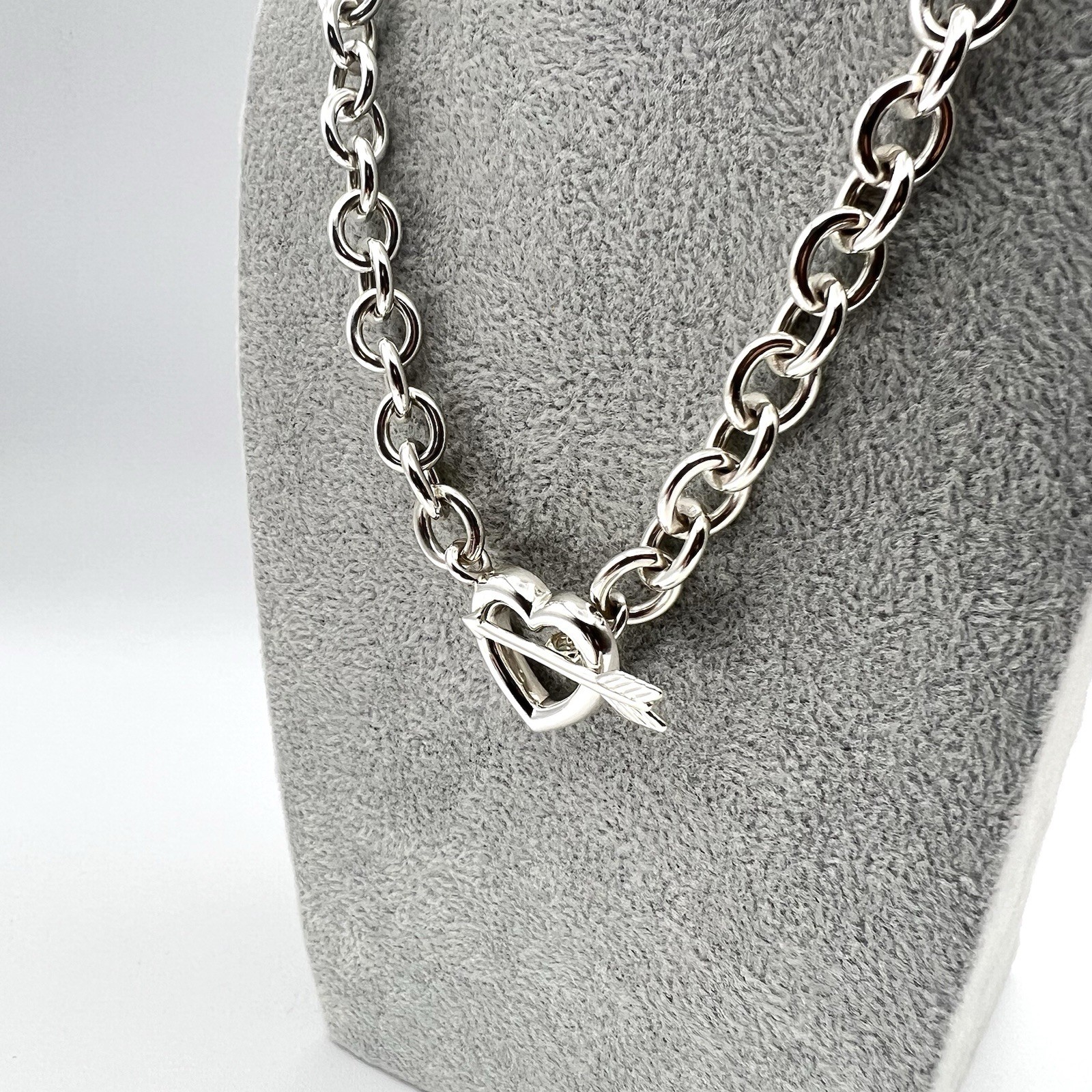 Tiffany & Co. Rare Heart Arrow Toggle Chain Necklace Silver 925 Italy 72.7g